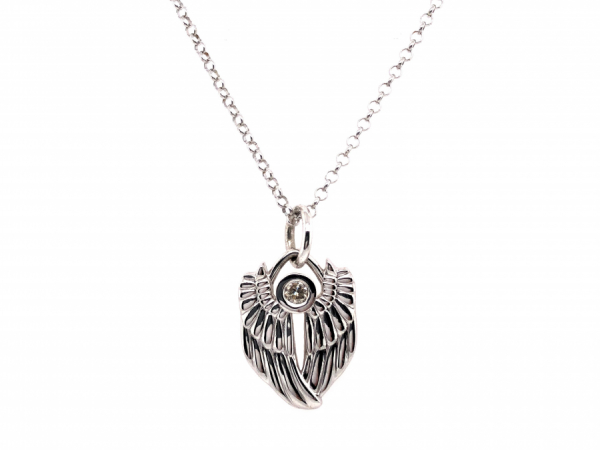 STERLING SILVER ANGEL WING PENDANT by Birchnotes