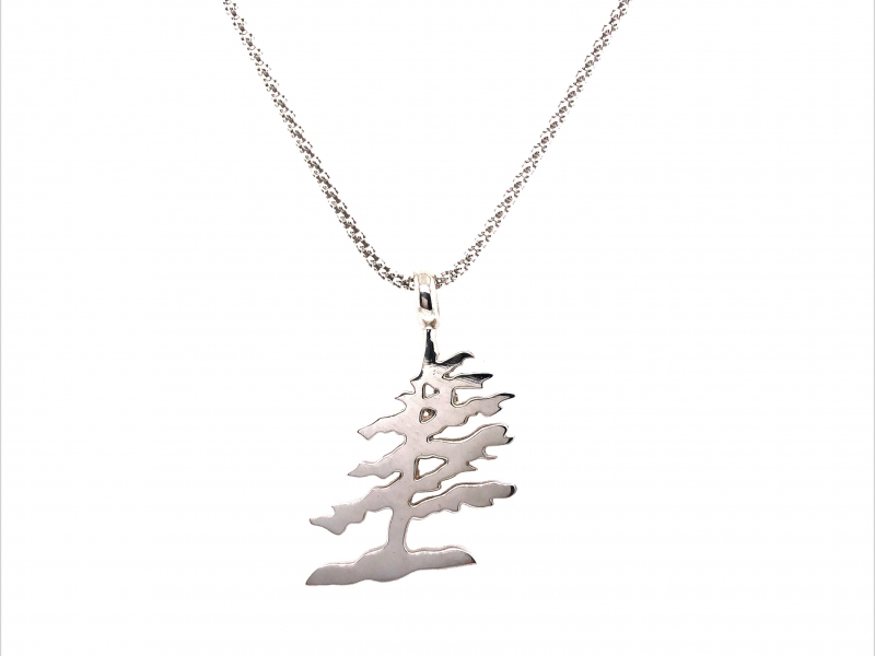 STERLING SILVER LARGE WINDSWEPT PINE PENDANT by Birchnotes